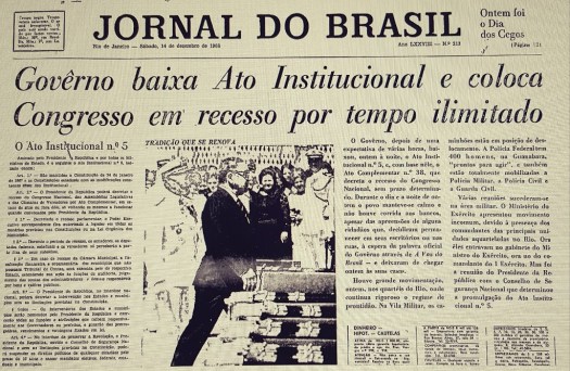 No dia seguinte ao AI-5 a genialidade de Alberto Dines (1932-2018), então editor-chefe do Jornal do Brasil, driblou os censores de plantão. Reprodução