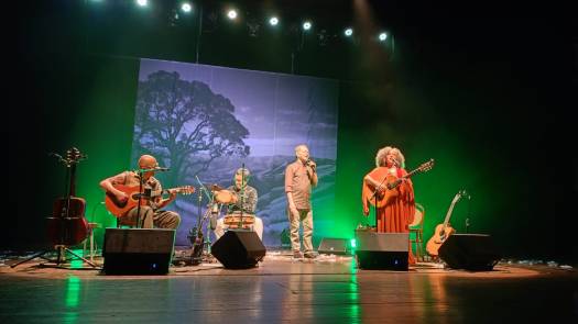 Webster Santos, Luiz Cláudio, Josias Sobrinho e Ceumar, ontem (25), no Teatro Arthur Azevedo - foto: Zema Ribeiro